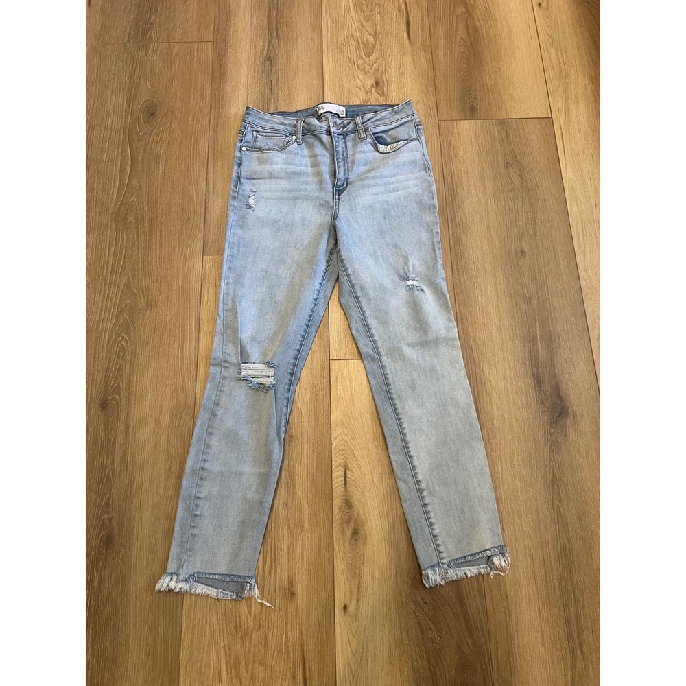 RSQ Jeans Womens 9/29 Cali High Rise Light Wash Distressed Raw Hem Skinny